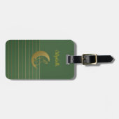 Moon Rabbit op groen Bagagelabel (Voorkant horizontaal)