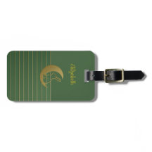 Moon Rabbit op groen Bagagelabel