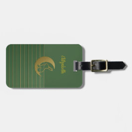 Moon Rabbit op groen Bagagelabel