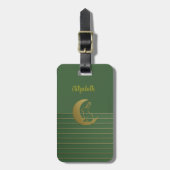 Moon Rabbit op groen Bagagelabel (Voorkant verticaal)