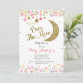 Moon Rainbow Baby shower Invitation Kaart (Staand voorkant)