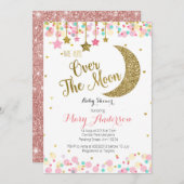 Moon Rainbow Baby shower Invitation Kaart (Voorkant / Achterkant)