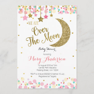 Moon Rainbow Baby shower Invitation Kaart