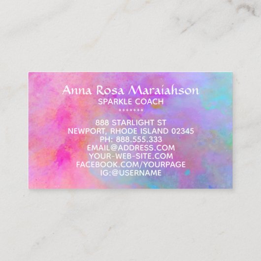 *~* Moon Rainbow Gold Sparkle Glitter Sun Visitekaartje (Achterkant)