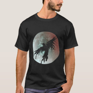 Moon Raven Graphic Black Crow Full Moon Brush Art T-shirt