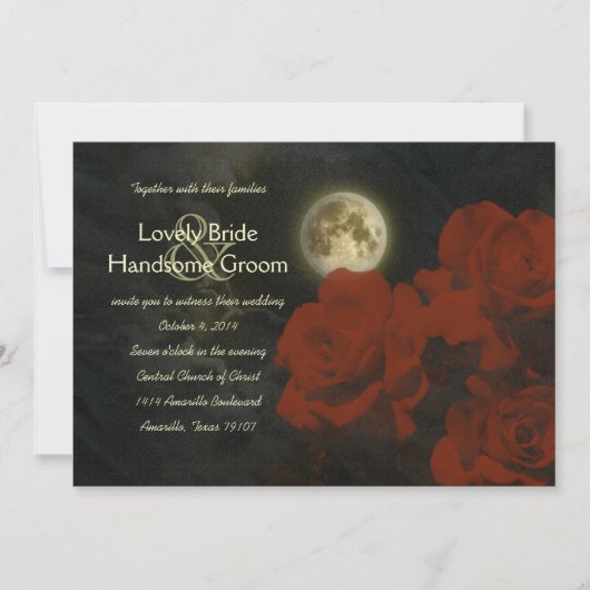 Moon Red Ghost Rozen Weddenschap Kaart (Voorkant)