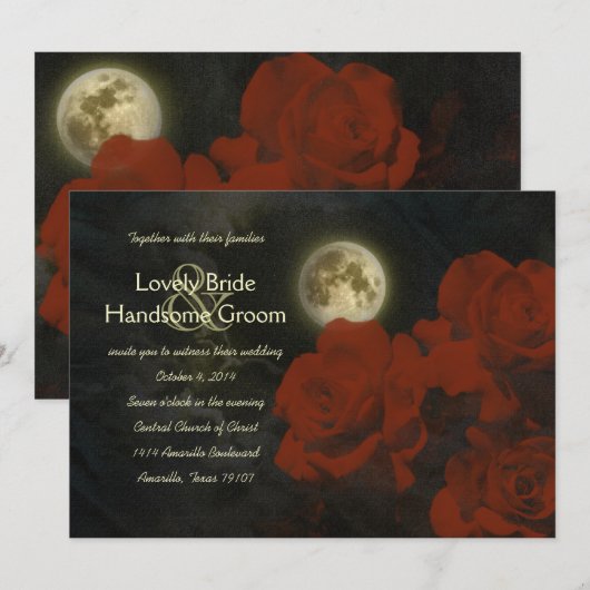 Moon Red Ghost Rozen Weddenschap Kaart (Voorkant / Achterkant)