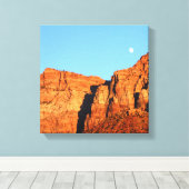 Moon, Red Rocks op Sunset Fine Art Southwest Canvas Afdruk (Insitu (Houten vloer))