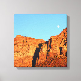 Moon, Red Rocks op Sunset Fine Art Southwest Canvas Afdruk