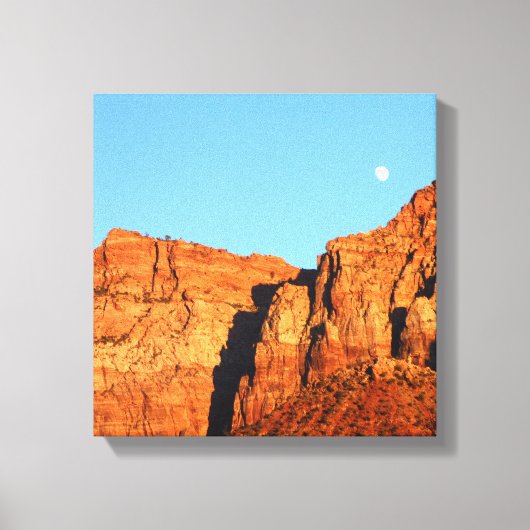 Moon, Red Rocks op Sunset Fine Art Southwest Canvas Afdruk (Voorkant)