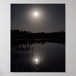 Moon Reflection op Lake Poster