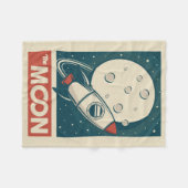 Moon Retro Galaxy Rocket  Fleece Deken (Voorkant (Horizontaal))
