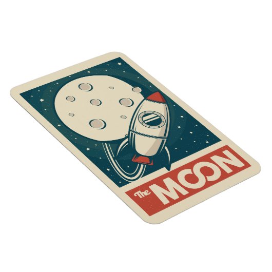 Moon Retro Galaxy Rocket Magneet (Rechterzijde)
