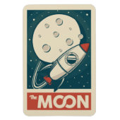 Moon Retro Galaxy Rocket Magneet (Verticaal)
