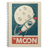 Moon Retro Galaxy Rocket Notitieboek (Voorkant)