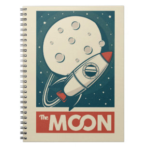 Moon Retro Galaxy Rocket Notitieboek