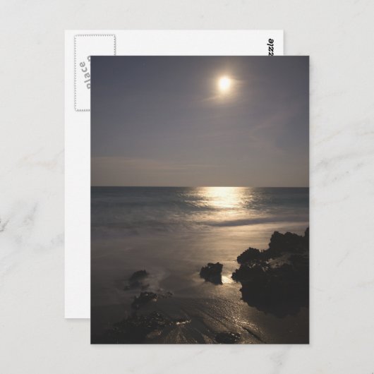 Moon rijst over zee briefkaart (Voorkant / Achterkant)