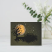 Moon Rise ~ Full Moonrise Tree & Night Sky Briefkaart (Staand voorkant)