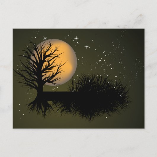 Moon Rise ~ Full Moonrise Tree & Night Sky Briefkaart (Voorkant)