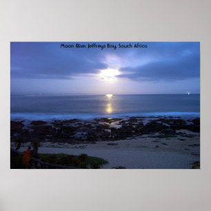 Moon Rise over Supertubes, J-Bay Bay, Zuid-Afrika Poster