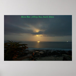 Moon Rise over Supertubes, J-Bay, Zuid-Afrika Poster