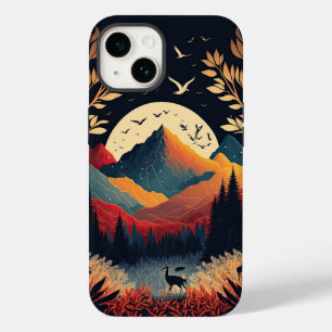 Moon Rising Behind Colorful Mountains and Meadow Case-Mate iPhone 14 Hoesje