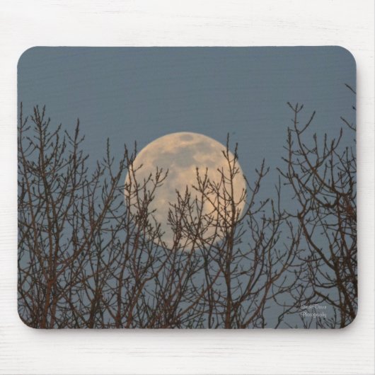 Moon Rising boven de bomen Muismat (Voorkant)
