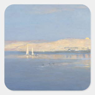 Moon Rising over Nile Vierkante Sticker