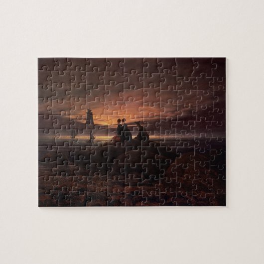 Moon Rising Over the Zee, 1822 (olie op doek) Legpuzzel (Horizontaal)