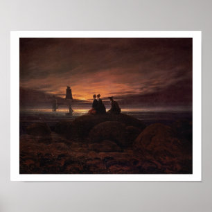 Moon Rising Over the Zee, 1822 (olie op doek) Poster