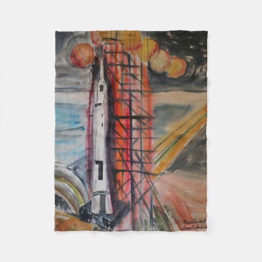Moon Rocket 1969 Historische Memorabilia Fleece Deken (Voorkant)