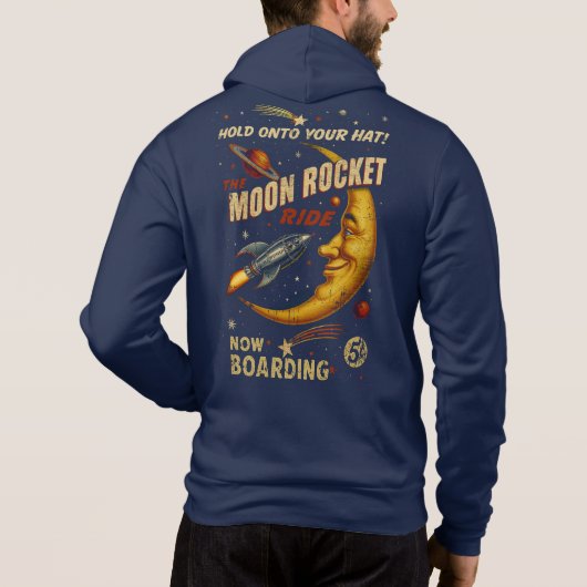 Moon Rocket Ride Space Hoodie (Navy) (Achterkant)