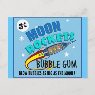 Moon Rockets Bubble Gum Briefkaart