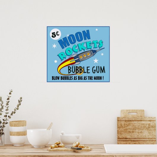 Moon Rockets Bubble Gum Machine Poster (Keuken)