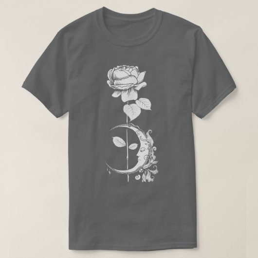 Moon Roos - Gothic Witch Occult Pagan T T-shirt (Design voorkant)