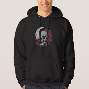 Moon Roos Skull Gothic Illustratie Emo Death Meta Hoodie