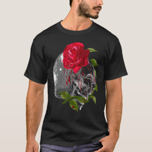 Moon Roos Skull Gothic Illustratie Emo Death Meta T-shirt
