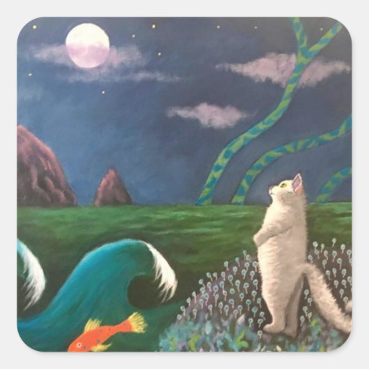 Moon Salute Vierkante Sticker (Voorkant)