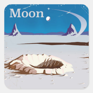 Moon -  sci-fi-reisposter vierkante sticker