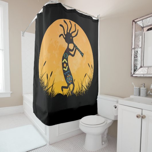 Moon Silhouette Kokopelli Shower Curtain Douchegordijn (In situ)