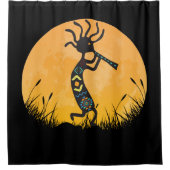 Moon Silhouette Kokopelli Shower Curtain Douchegordijn (Voorkant)