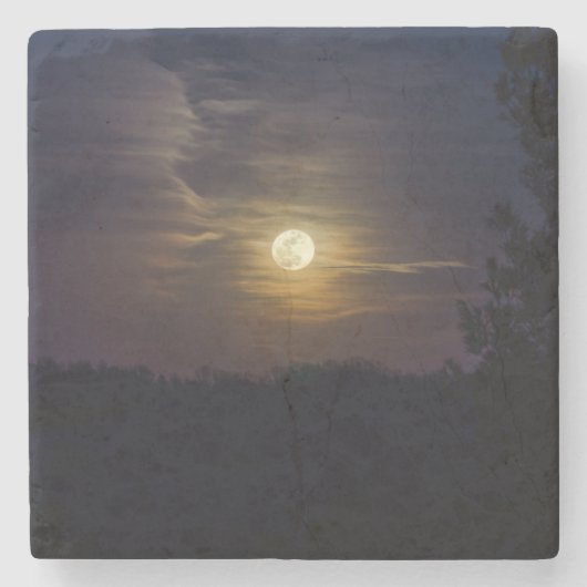 Moon Silhouette Stenen Onderzetter (Voorkant)