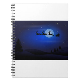 Moon Silhouettes Santa Claus Reindeers Santa Notitieboek