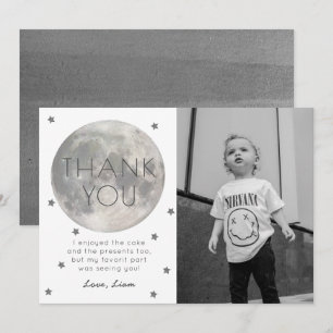 Moon Silver Boy Foto Verjaardag Bedankt Card Kaart