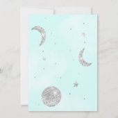 Moon Silver Glitter Blue wolds baby shower Kaart (Achterkant)