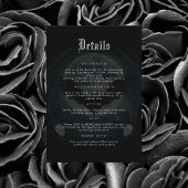 Moon Skull Bats Gothic Wedding Zwart Details Informatiekaartje