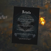 Moon Skull Bats Gothic Wedding Zwart Details Informatiekaartje