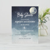 Moon sky lichtsterren waterverf BABY SHOWER Kaart (Staand voorkant)