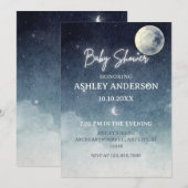 Moon sky lichtsterren waterverf BABY SHOWER Kaart (Voorkant / Achterkant)