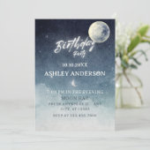 Moon sky lichtsterren waterverf verjaardag kaart (Staand voorkant)